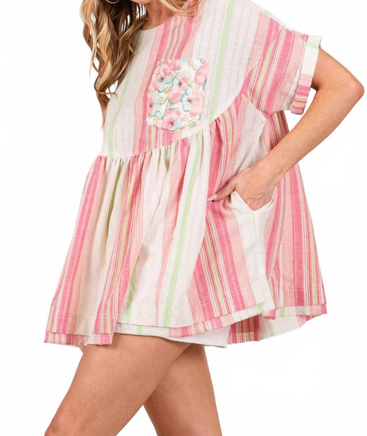 SAGE+FIG In My Mind Babydoll Top Pink Plus Size 2X 3