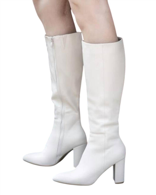 Top Moda Tall Zip Boots White US 10 2