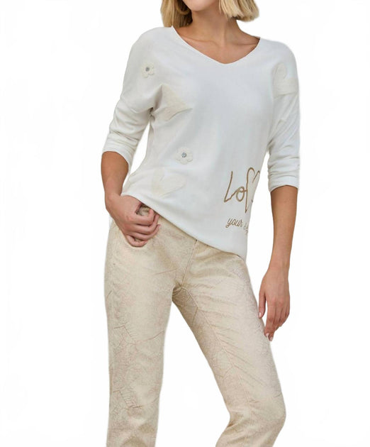 Frank Lyman 256732U Knit Top Off White Medium 2
