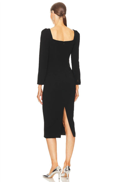 Self-Portrait Diamante Bow Midi Dress Black US 6 4