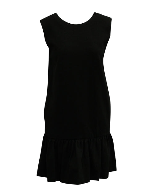 MSGM Ruffled Hem Mini Dress In Black Viscose