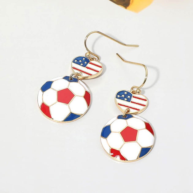 FASHNZFAB Soccer Ball Link Drop Earrings Multi 2