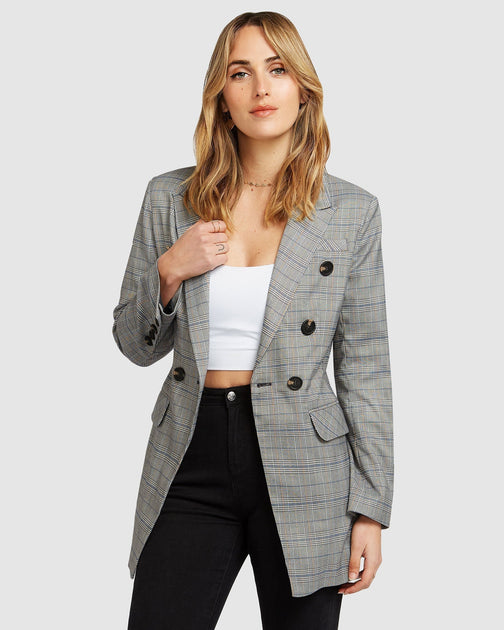 belle & bloom Too Cool For Work Plaid Blazer Grau XL 2