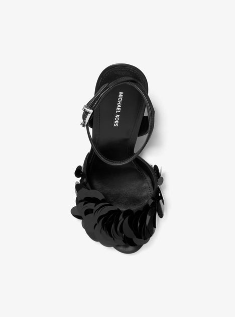 Michael Kors Loretta Sequin Embellished Sandal Black US 6.5 4