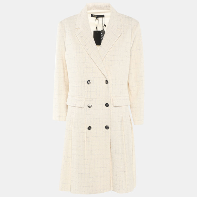 Maje Tweed Dress Cream/Silver Medium 2