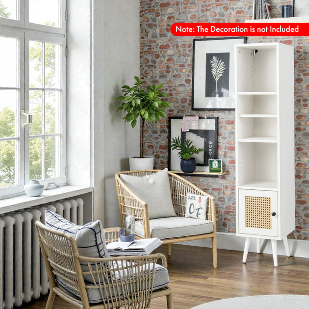 Hivvago Slimline Storage Unit Rattan Natural 4
