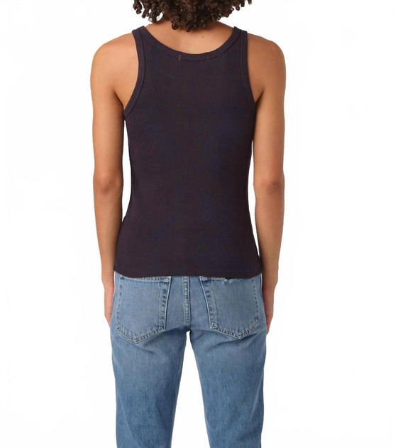 AMO Long Rib Tank Top Blue Large 3