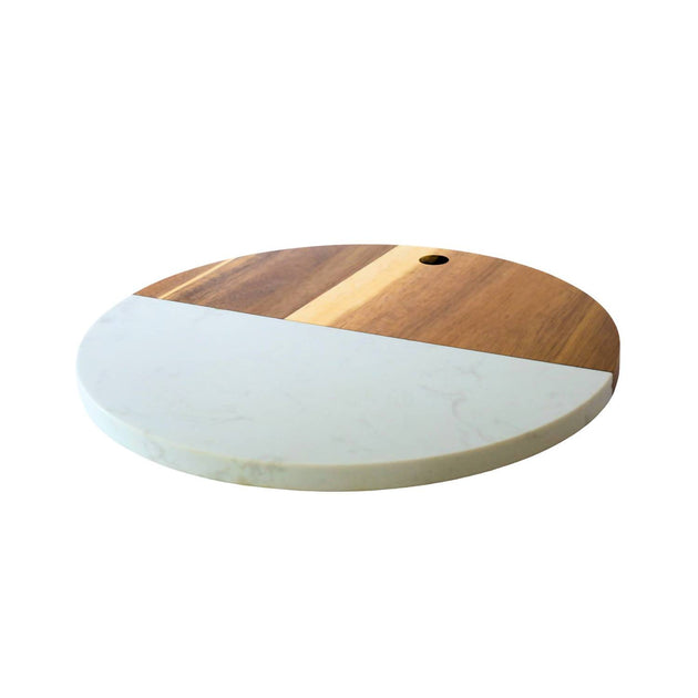 Creative Labs Round Board Marble Acacia Wood 12in 4