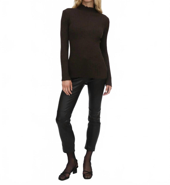 Rosetta Getty Plisse Turtleneck Top Black Medium 2