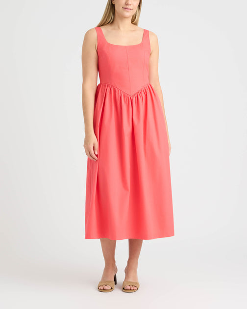 Ellen Tracy Poplin Bustier Dress Blue Medium 2