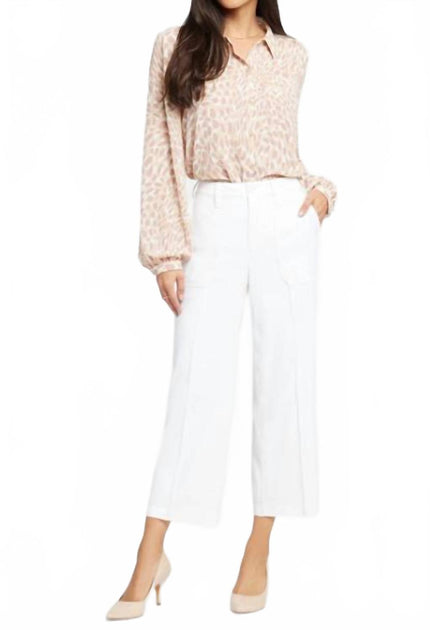 NYDJ Wide Leg Cargo Cropped Pants White 33 2