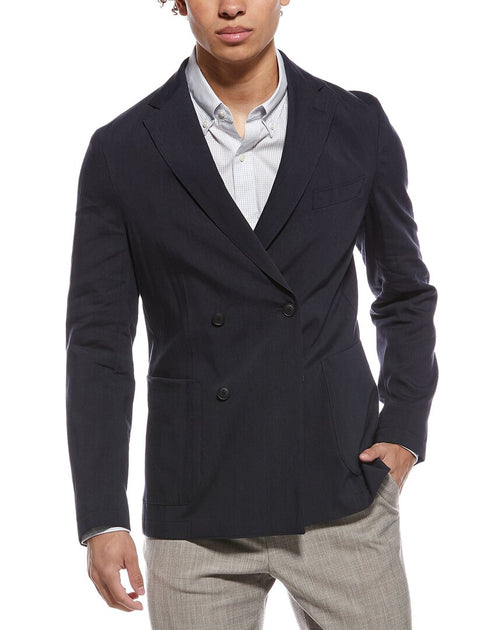 Hugo Boss Hanry Linen-Blend Blazer Blue US 42 Regular 2