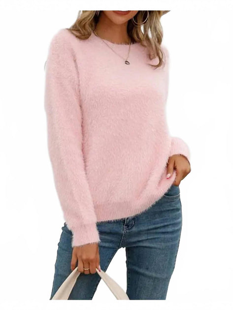 Hiddenbrand Plush Rundhals Strickpullover Pink Large 3