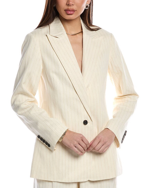 AllSaints Payton Linen-Blend Blazer Beige UK 10 2