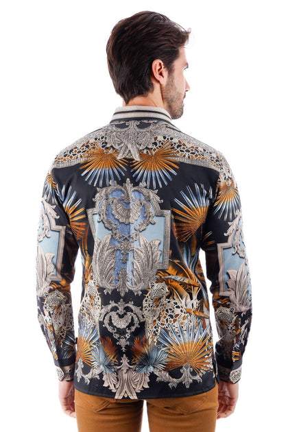 BARABAS Rage Look Rhinestone Long Sleeve Shirt Black 3X 3