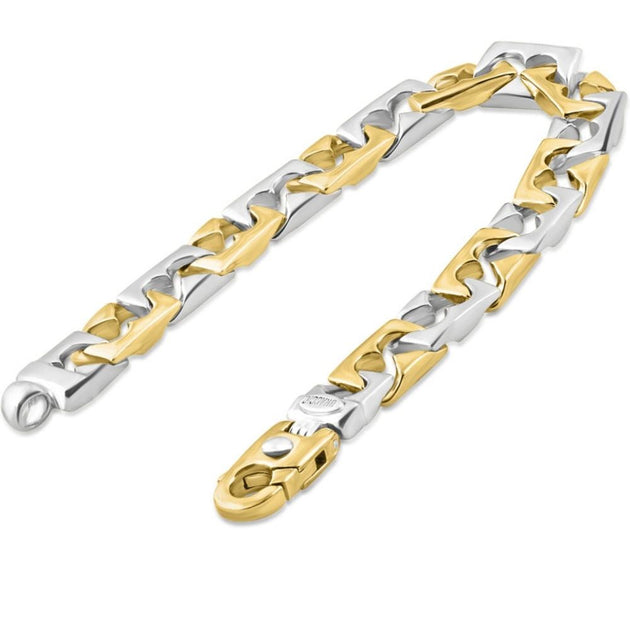 Pompeii3 Men's Solid 14k Gold Bracelet Silver 8.5 inch 3