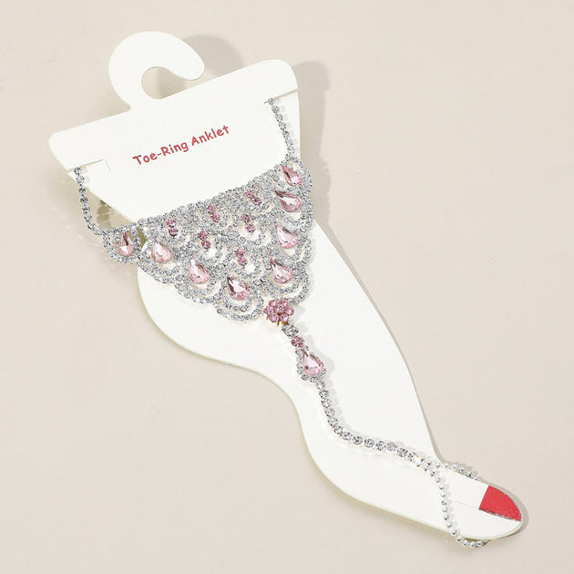 FASHNZFAB Teardrop Rhinestone Anklet Blue 2