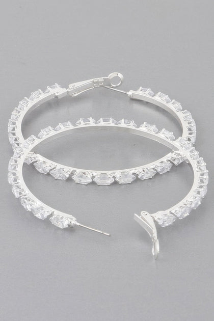 TRUEDAMES Petite Jeweled Hoop Earrings Silver 5