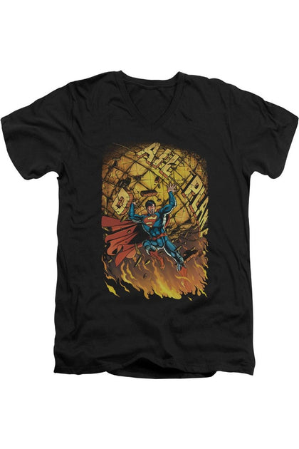Gildan Superman #1 V-Neck T-Shirt Black Medium 2