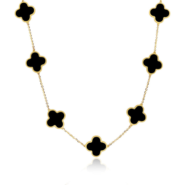 The Loavery Large Onyx Clover Necklace Black 2