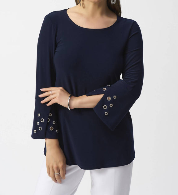 Joseph Ribkoff Eyelet Flared Top Blue US 6 2