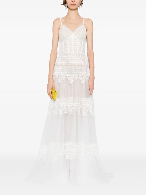 Saiid Kobeisy Lace Long Dress White EU 44 6