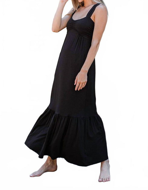 Yala Cleo Babydoll Bamboo Maxi Dress Blue XSmall 3