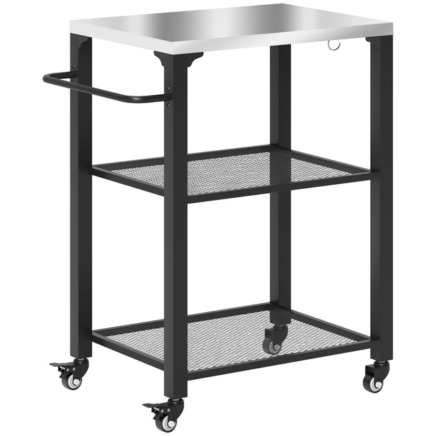 Hivvago Mobile Pizza Oven Table Silver Tone Black 2