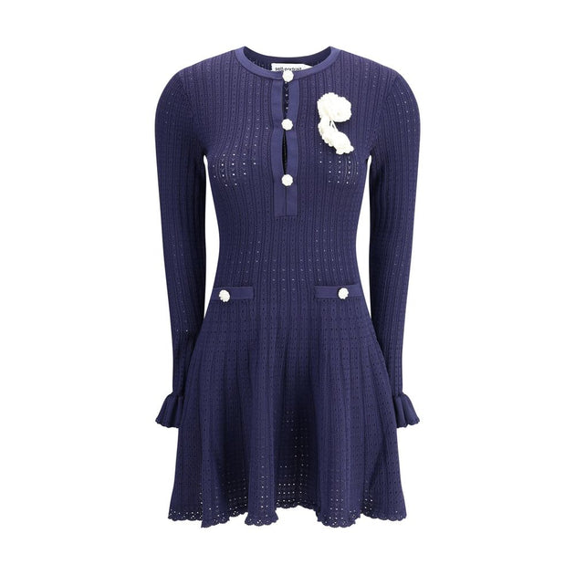 Self-Portrait Knit Short Pointelle Women's Dress