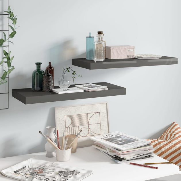 vidaXL Honeycomb Wall Shelf Gray 2