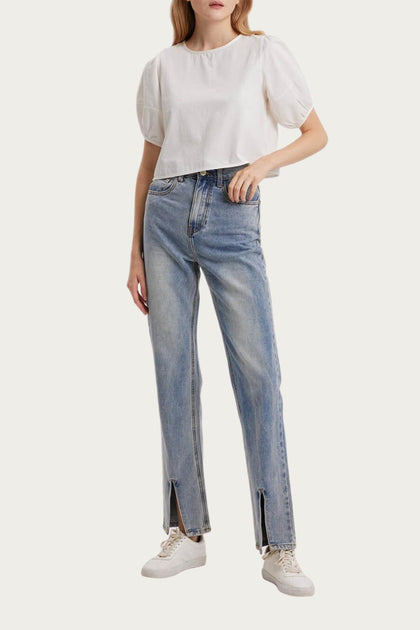 Gentle Herd High-Rise Split Hem Jeans Blue Small 4