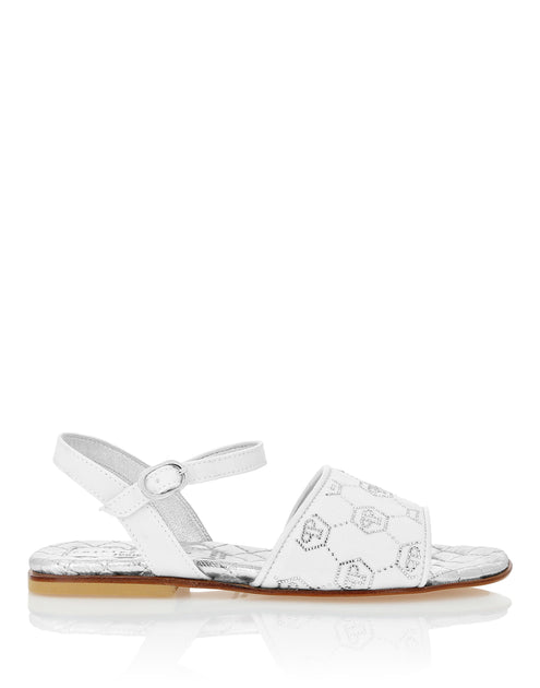 Philipp Plein Satin Flat Sandals White EU 28 3