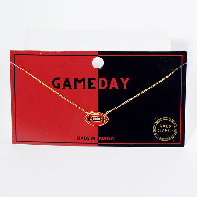 FASHNZFAB Football Pendant Necklace Black 4
