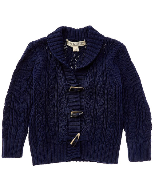 Pull Hope & Henry Col Châle Bleu 3-6 Mois 3