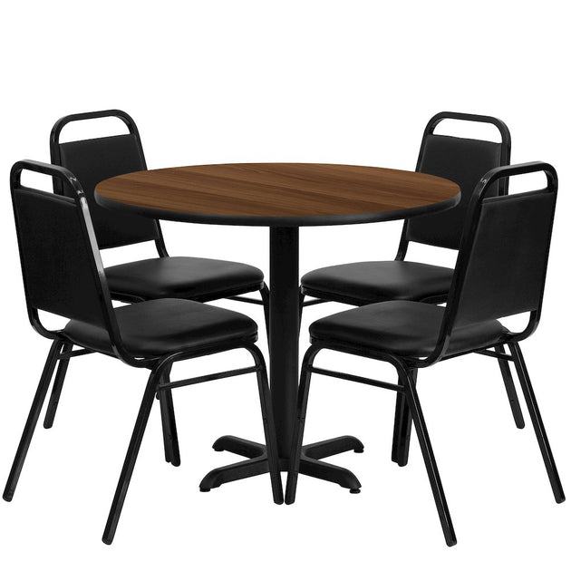 Flash Furniture Walnut Bar Table Set Black 2