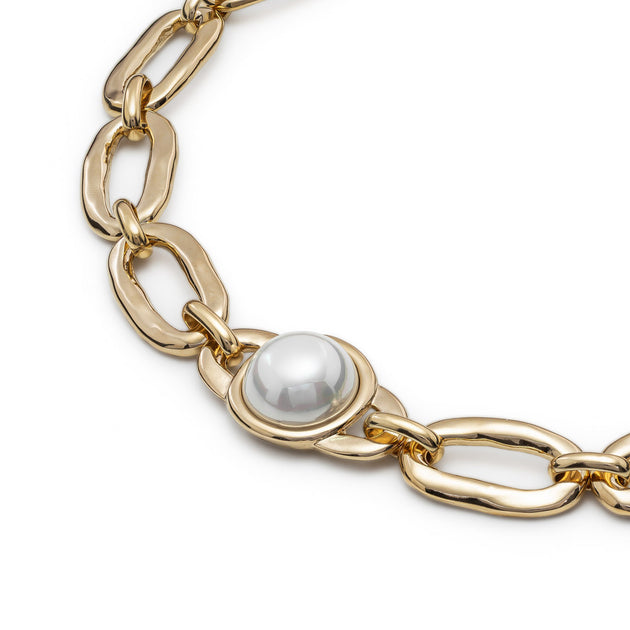 UNOde50 Pearl Link Necklace Gold 3