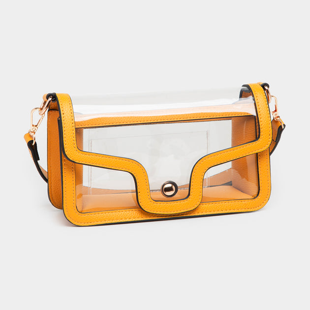 FASHNZFAB Transparent Rectangle Shoulder Bag Yellow One Size 4
