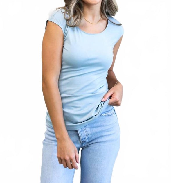Mikarose Layering Cap Sleeve Crew Neck Top Blue XSmall 2