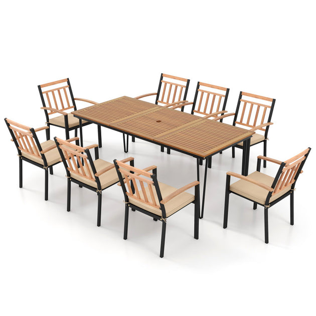 Hivvago 9-Piece Patio Dining Set Natural 2