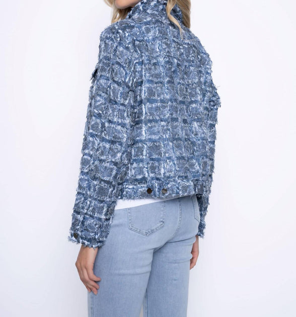Picadilly Novelty Fringed Jacket Blue XLarge 3
