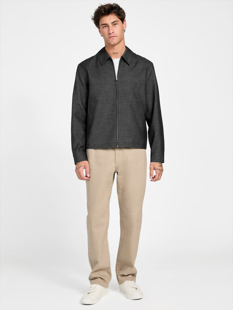 Guess Factory Kristoff Wool-Blend Zip Blazer Grey Large 3