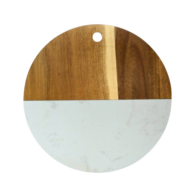 Creative Labs Round Board Marble Acacia Wood 12in 3