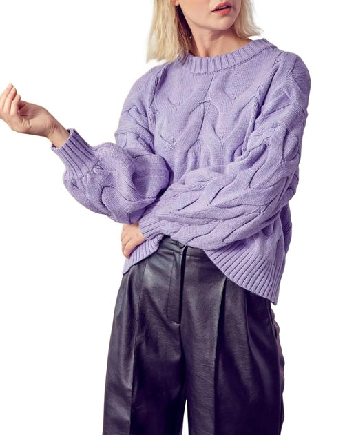 DESSIN STUDIO Wide Candy Cable-Knit Sweater Purple One Size 2