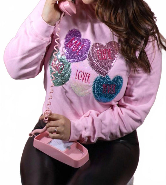 Gildan Conversation Hearts Tee Pink Small 2