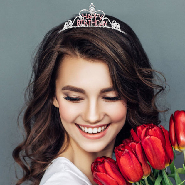 FASHNZFAB Happy Birthday Message Princess Tiara Purple 2