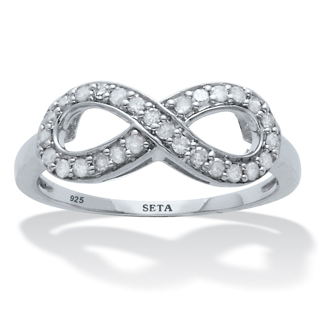 Palm .25 TCW Diamond Sterling Silver Infinity Ring Silver US 8 2