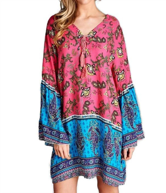 Velzera Paisley Bell Sleeve Dress Multi 2X 3