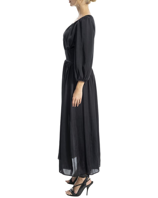 Max Studio Satin Elbow-Sleeve Maxi Dress Black Medium 4