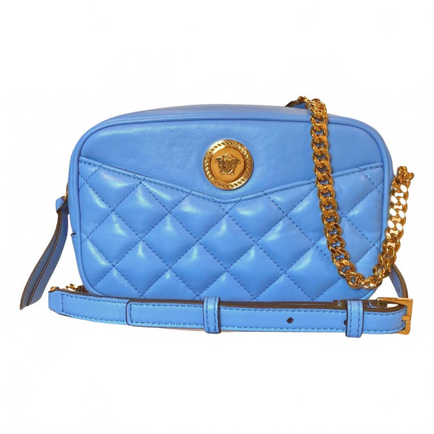 Versace La Medusa Quilted Small Camera Crossbody Bag Blue One Size 4