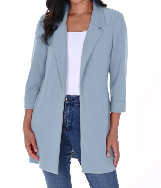 Frank Lyman Open Knit Blazer Jacket Blue US 2 2